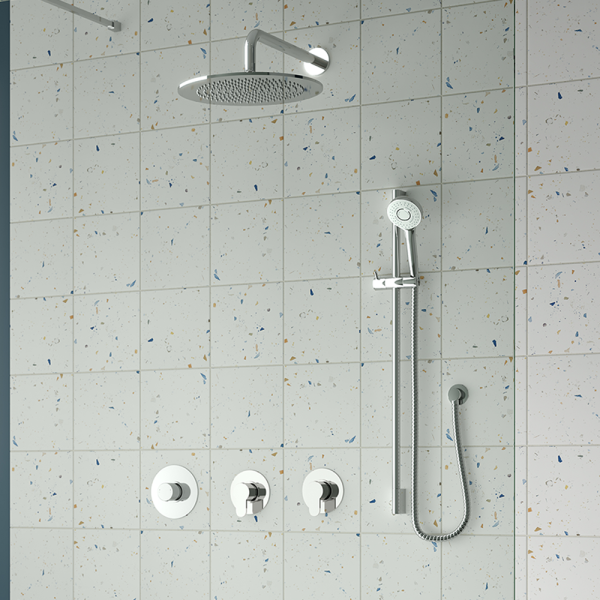 Nuie Luxury Spa Collection Arvan 2 Outlet Shower Bundle with Slider Rail Kit + Fixed Head