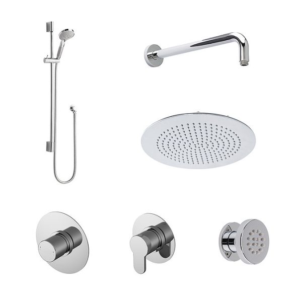 Nuie Luxury Spa Collection Arvan 3 Outlet Shower Bundle with Slider Rail Kit, Fixed Head + Body Jets - Image 3