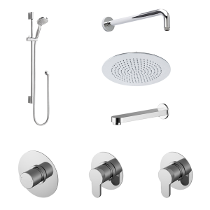 Nuie Luxury Spa Collection Arvan 3 Outlet Shower Bundle with Slider Rail Kit, Fixed Head + Bath Spout
