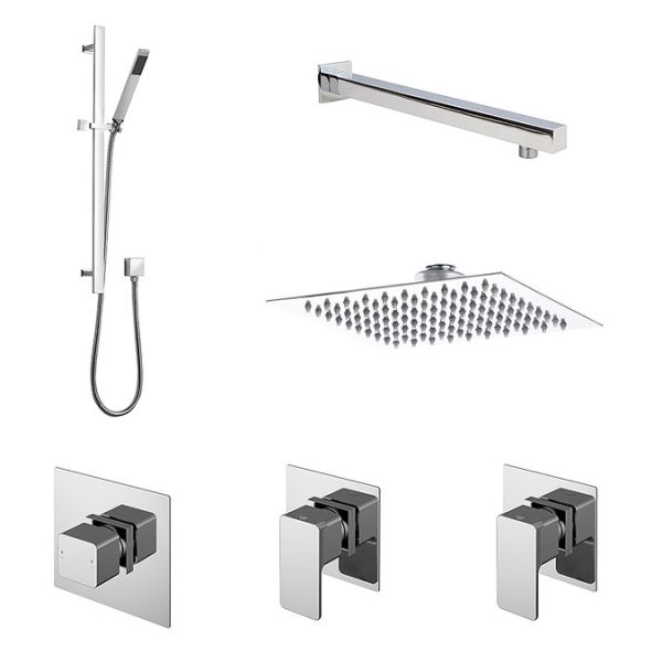 Nuie Luxury Spa Collection Windon 2 Outlet Shower Bundle with Sliding Rail Kit + Fixed Head - Image 3