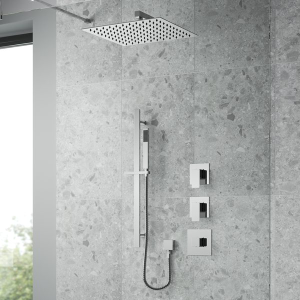 Nuie Luxury Spa Collection Windon 2 Outlet Shower Bundle with Sliding Rail Kit + Fixed Head