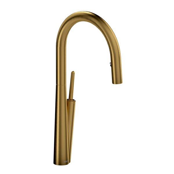 Riobel Solstice Single Lever Kitchen Mixer with Pull Down Spray   Brushed Gold