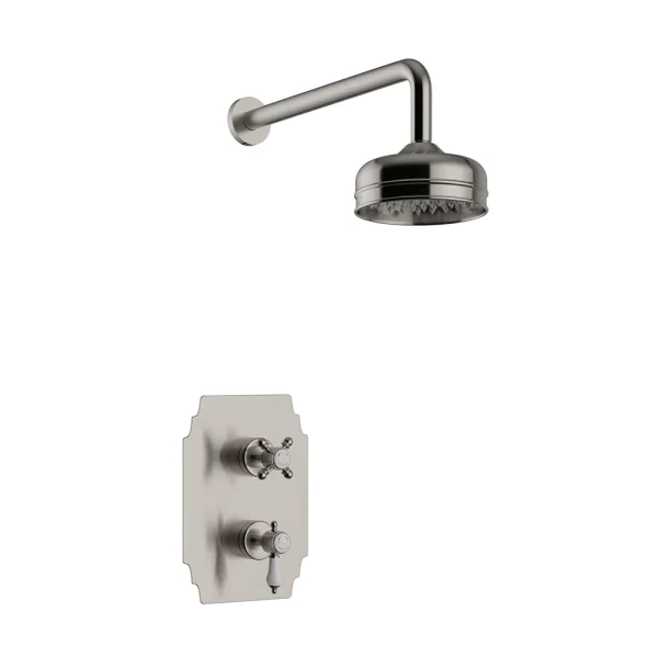 Heritage Glastonbury Recessed Shower with Premium Fixed Head Kit   Brushed Nickel