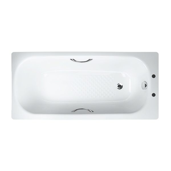 Aurora 1600 x 700mm 2TH Steel Enamel Bath with Grips   Slip Resistant - Image 4