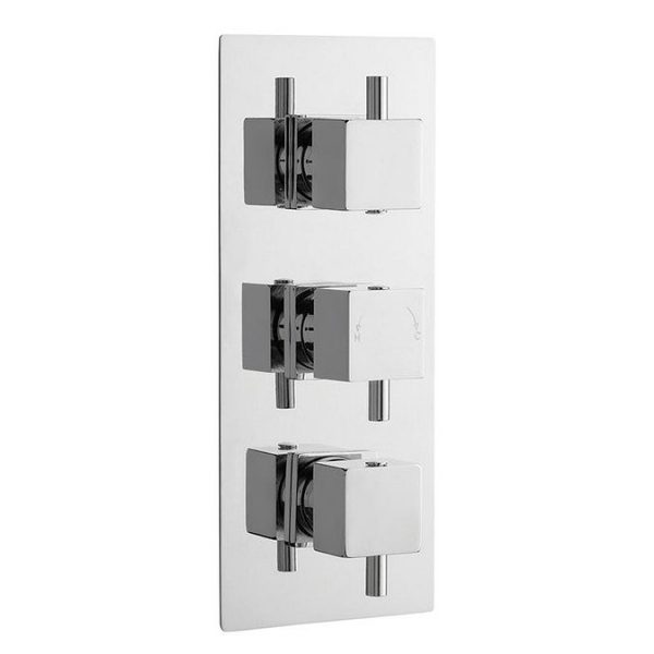 Ultra Series L Triple Thermostatic Valve with Square Shower Head + Handset - Image 2