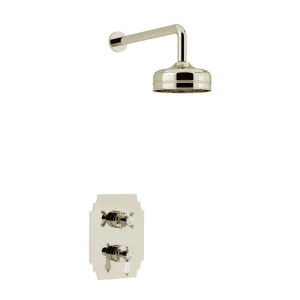 Heritage Glastonbury Recessed Shower with Premium Fixed Head Kit   Vintage Gold