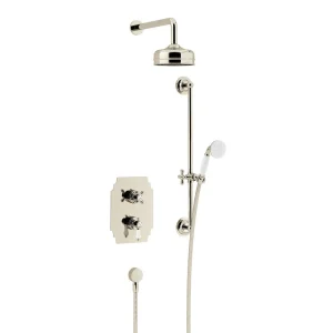 Heritage Glastonbury Recessed Shower with Premium Fixed Head & Flexible Riser Kit   Vintage Gold