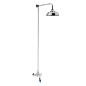 Heritage Glastonbury Midnight Blue Exposed Shower with Premium Fixed Riser Kit
