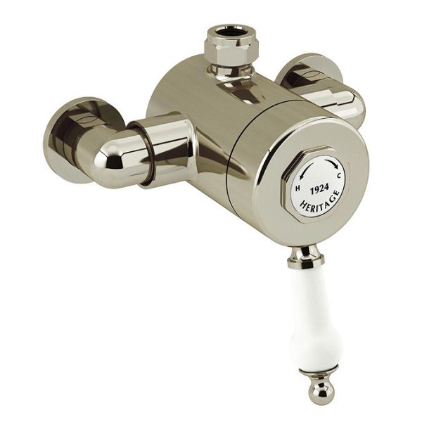 Heritage Glastonbury Exposed Shower with Premium Fixed Riser Kit   Vintage Gold - Image 2