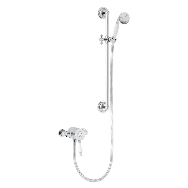 Heritage Glastonbury Exposed Shower with Premium Flexible Riser Kit   Chrome