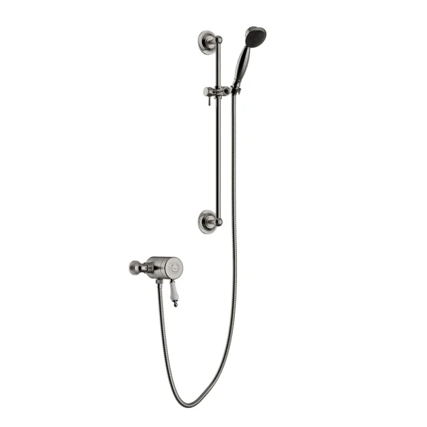 Heritage Glastonbury Exposed Shower with Premium Flexible Riser Kit   Brushed Nickel