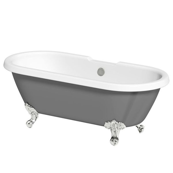 The Bath Co. Dulwich 1695 x 740mm Grey Roll Top Freestanding Bath with Chrome Feet - Image 3