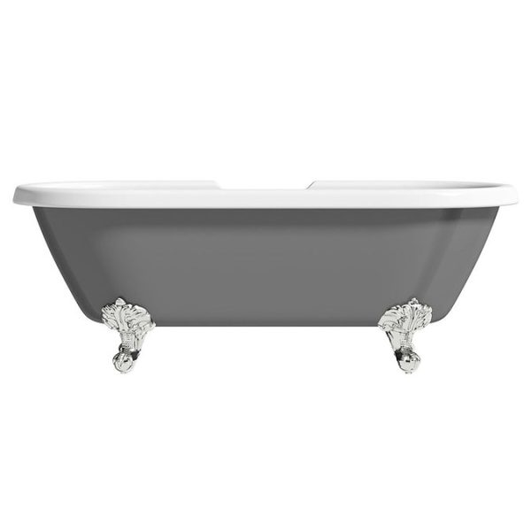 The Bath Co. Dulwich 1695 x 740mm Grey Roll Top Freestanding Bath with Chrome Feet - Image 4