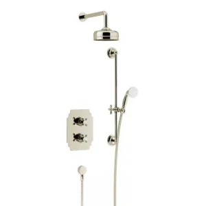Heritage Hartlebury Recessed Shower with Premium Fixed Head and Flexible Riser Kit   Vintage Gold
