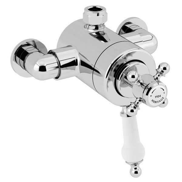 Heritage Hartlebury Exposed Shower with Premium Fixed Riser Kit   Chrome - Image 2