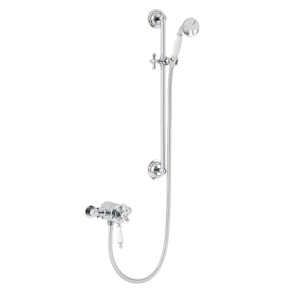 Heritage Hartlebury Exposed Shower with Premium Flexible Riser Kit   Chrome