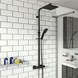 Orchard Wye Matt Black Thermostatic Bar Valve Shower System