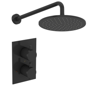 Mode Spencer Round Twin Valve Shower Set   Matt Black