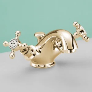 Silverdale Victorian Basin Monobloc Tap with Pop Up Waste Gold