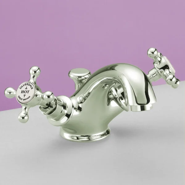 Silverdale Victorian Basin Monobloc Tap with Pop Up Waste Nickel