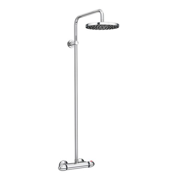 Cruze Modern Round Thermostatic Bar Shower Valve & Riser Kit   Chrome - Image 2
