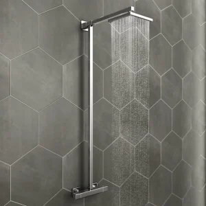 Modern Square Thermostatic Bar Shower Valve & Riser Kit   Chrome