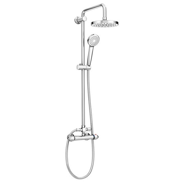 Juno Round Thermostatic Bar Shower Valve with Riser Kit   Chrome - Image 2