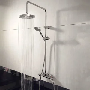 Juno Round Thermostatic Bar Shower Valve with Riser Kit   Chrome
