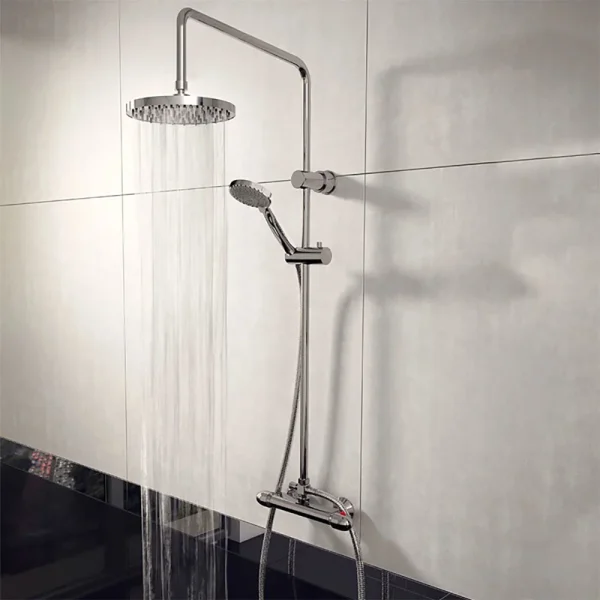 Juno Round Thermostatic Bar Shower Valve with Riser Kit   Chrome
