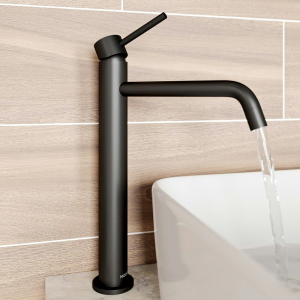Mode Spencer Round Black High Rise Basin Mixer Tap