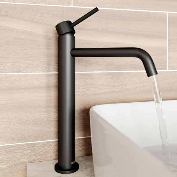 Mode Spencer Round Black High Rise Basin Mixer Tap