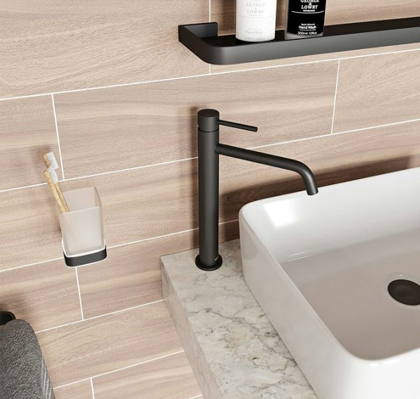Mode Spencer Round Black High Rise Basin Mixer Tap - Image 6