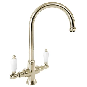 Deva Georgian Mono Kitchen Sink Mixer with Swivel Spout   Gold