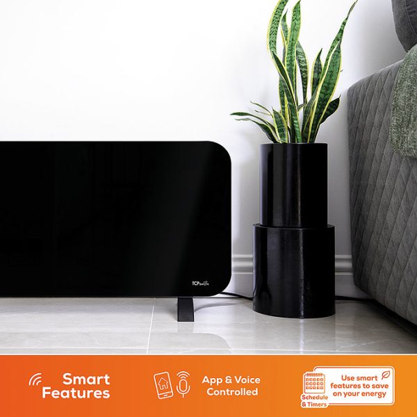 TCP Smart 2000W Black Wi Fi Energy Saving Fixed or Portable Floorstanding Glass Panel Radiator - Image 4