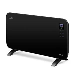 TCP Smart 2000W Black Wi Fi Energy Saving Fixed or Portable Floorstanding Glass Panel Radiator