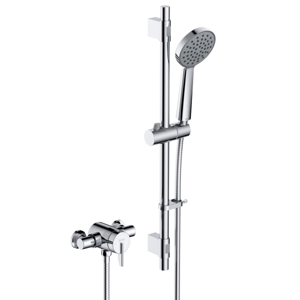 Bristan Sonique Exposed Chrome Mini Shower Valve Shower with Adjustable Riser