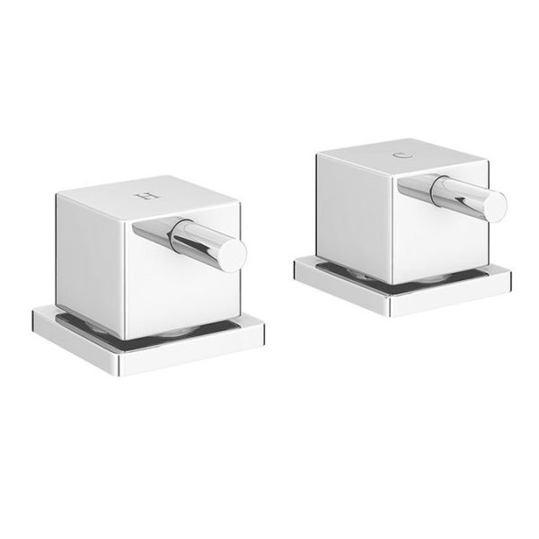 Milan Deck Bath Side Valves with Square Freeflow Bath Filler - Image 3
