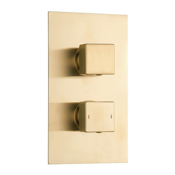 Arezzo Brushed Brass Square Shower Package with Concealed Valve + 300mm Head - Image 6