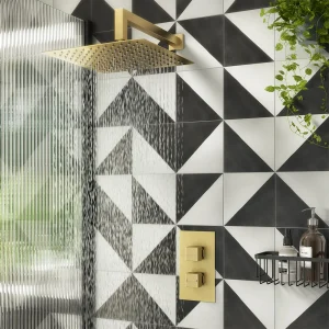 Arezzo Brushed Brass Square Shower Package with Concealed Valve + 300mm Head
