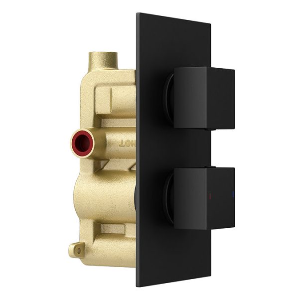 Arezzo Matt Black Square Shower Package with Concealed Valve + Head - Image 5