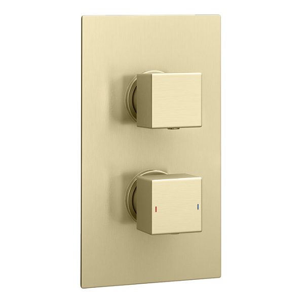 Arezzo Brushed Brass Square Shower Package with Concealed Valve + 200mm Head - Image 3