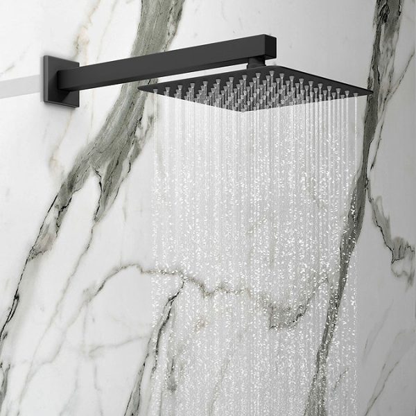 Arezzo Matt Black Square Triple Thermostatic Shower Pack with Head + Handset - Image 4