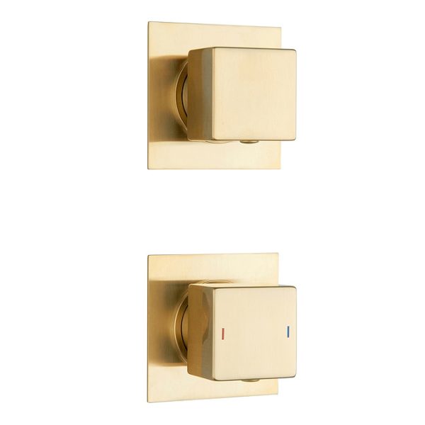 Arezzo Brushed Brass Square Thermostatic Shower Pack with 200mm Head + Handset - Image 6