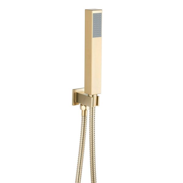 Arezzo Brushed Brass Square Triple Thermostatic Shower Pack with 300 x 300mm Head + Handset - Image 2