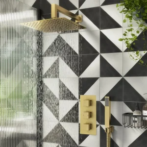 Arezzo Brushed Brass Square Triple Thermostatic Shower Pack with 300 x 300mm Head + Handset