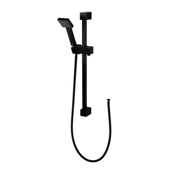Arezzo Matt Black Square Thermostatic Bar Valve + Slide Rail Kit - Image 2