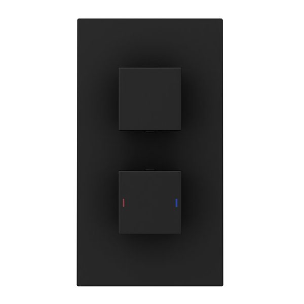 Arezzo Matt Black Square Thermostatic Shower Pack with Head + Slider Rail Kit - Image 7