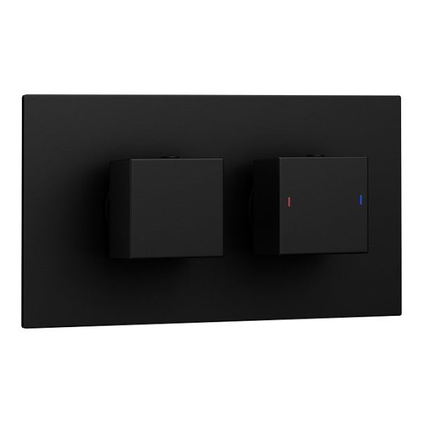 Arezzo 400mm Matt Black Recessed Square Shower Package with Concealed Valve + Handset - Image 6
