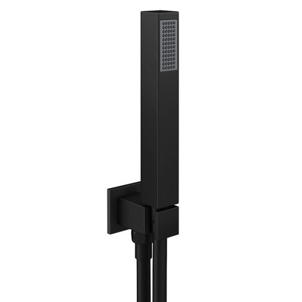Arezzo 400mm Matt Black Recessed Square Shower Package with Concealed Valve + Handset - Image 7