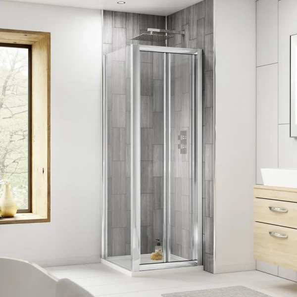 Square Bi Fold Pacific Enclosure inc. Shower Tray 900 x 900mm